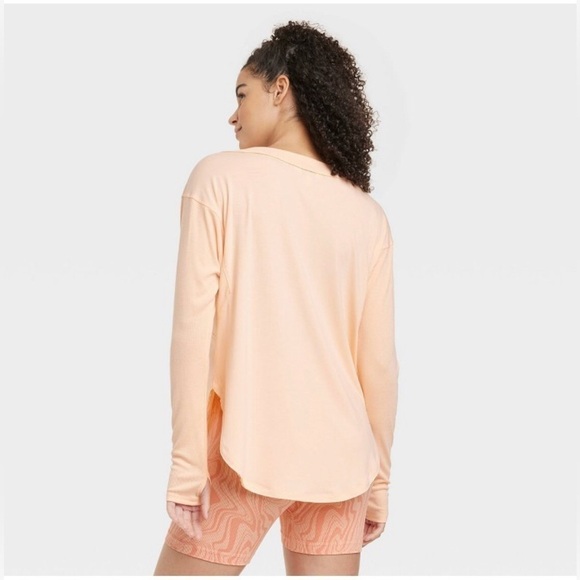Women’s JoyLab Long Sleeve Tunic Top Melon Orange / Large / XXL - Picture 3 of 5